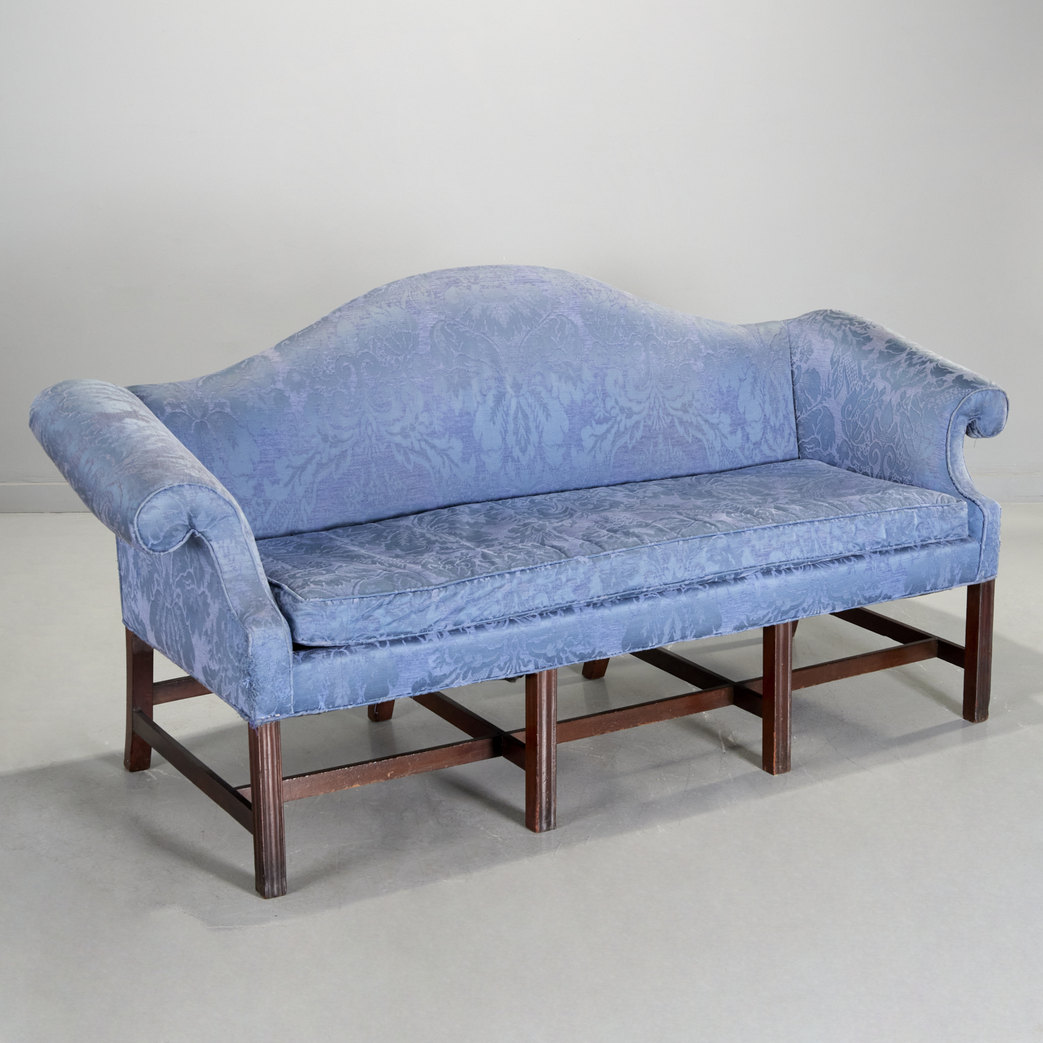 CHIPPENDALE MAHOGANY CAMELBACK SOFA