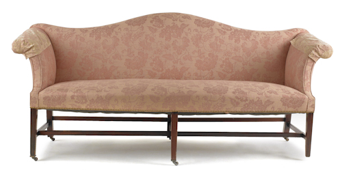 Chippendale mahogany camelback sofa
