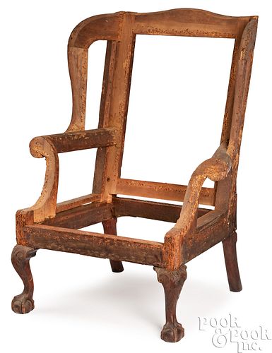 CHIPPENDALE MAHOGANY EASY CHAIR,