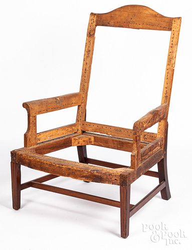 CHIPPENDALE MAHOGANY EASY CHAIR,