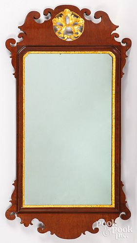 CHIPPENDALE MAHOGANY LOOKING GLASS,