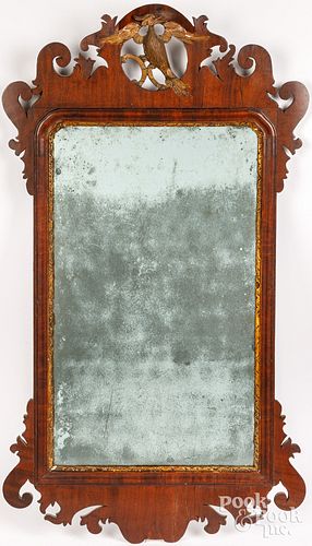 CHIPPENDALE MAHOGANY LOOKING GLASS,
