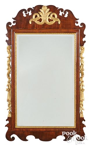 CHIPPENDALE MAHOGANY LOOKING GLASS,