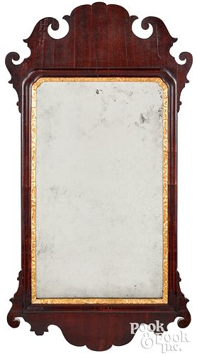 CHIPPENDALE MAHOGANY LOOKING GLASS,