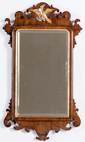 CHIPPENDALE MAHOGANY LOOKING GLASS,