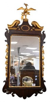 CHIPPENDALE MAHOGANY MIRROR, H