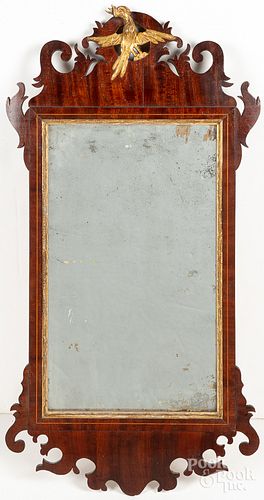 CHIPPENDALE MAHOGANY MIRROR, LATE