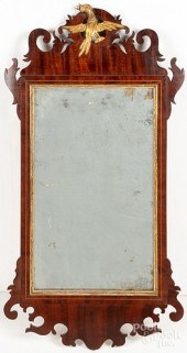 CHIPPENDALE MAHOGANY MIRROR, L