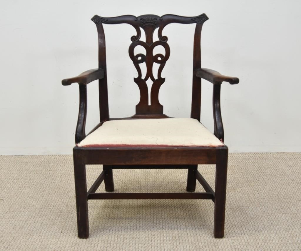 Chippendale mahogany open armchair,