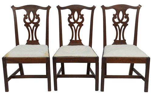 CHIPPENDALE MAHOGANY SIDE CHAIRS,
