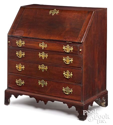 CHIPPENDALE MAHOGANY SLANT FRONT