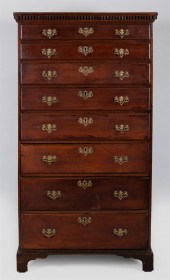 CHIPPENDALE MAHOGANY TALL CHES