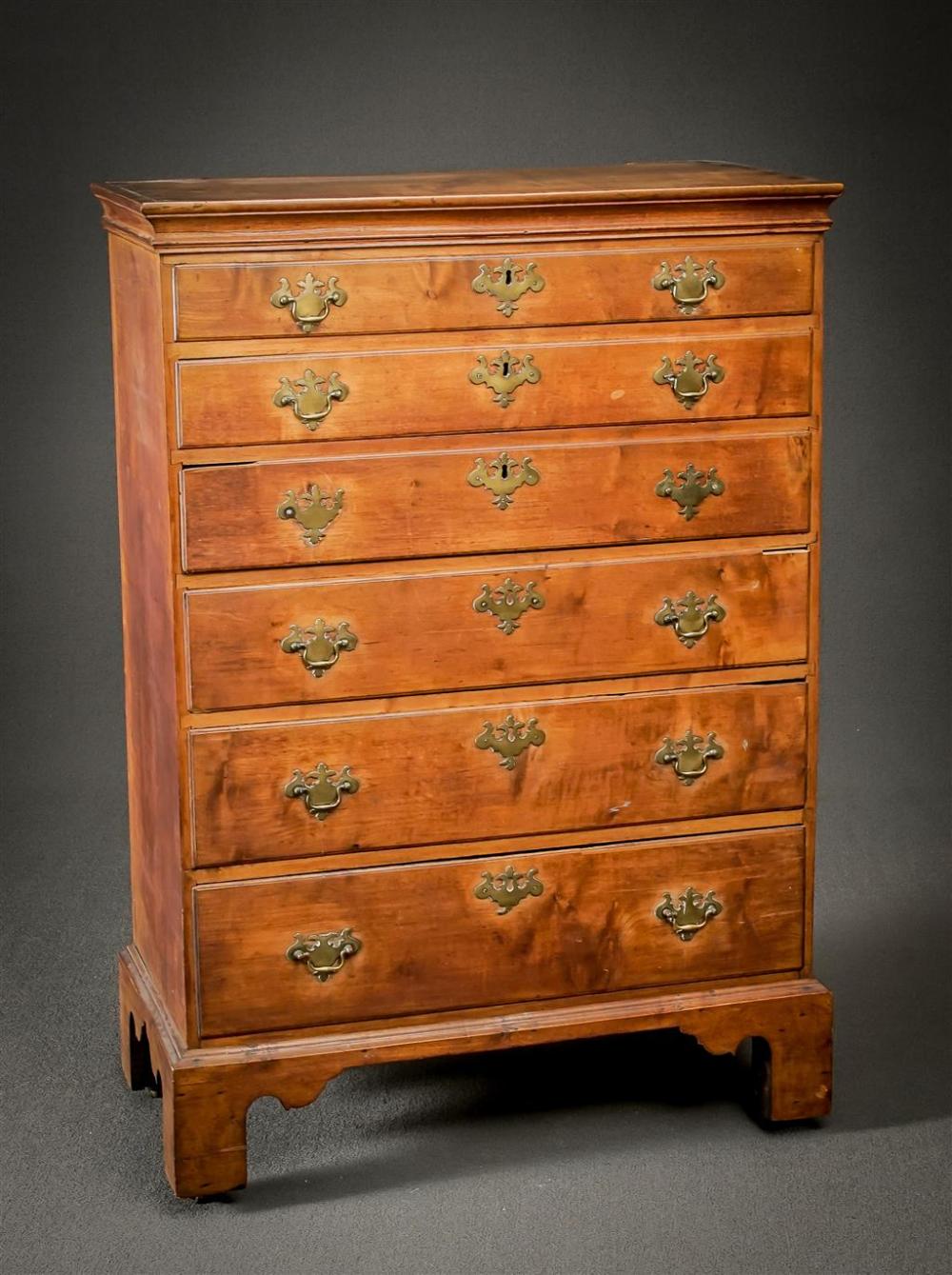 CHIPPENDALE MAPLE TALL CHEST OF