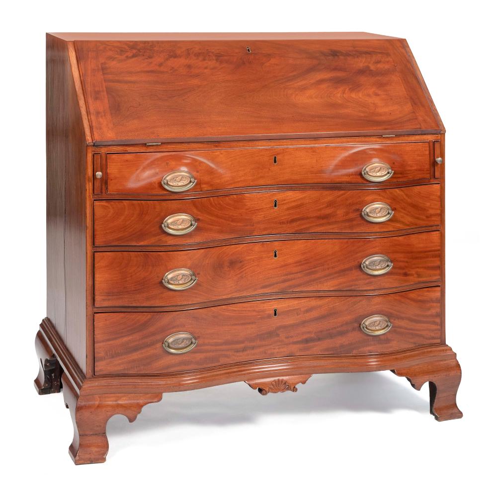 CHIPPENDALE OXBOW SLANT-LID DESK