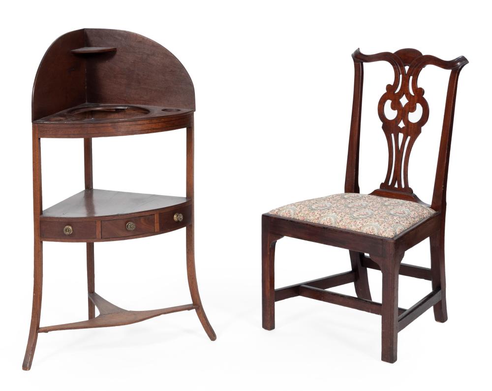CHIPPENDALE SIDE CHAIR AND A CORNER