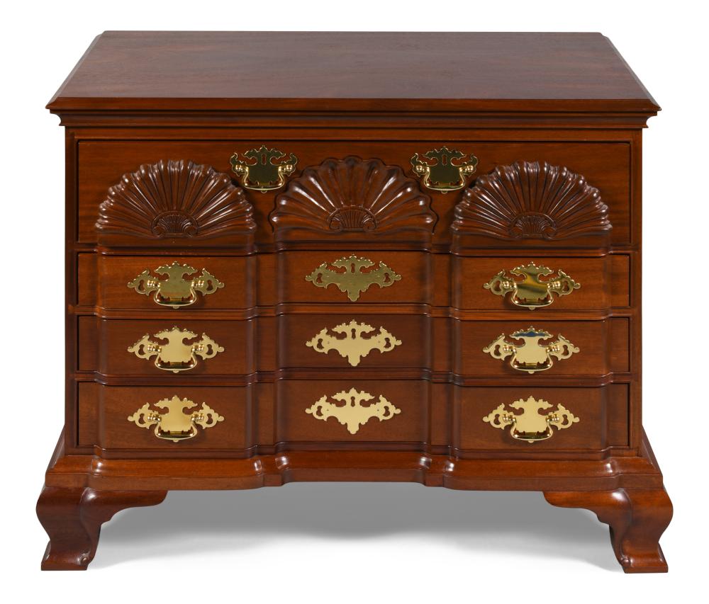 CHIPPENDALE STYLE BLOCK FRONT CHEST