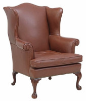 CHIPPENDALE STYLE BROWN LEATHE