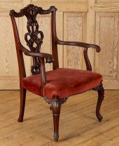 CHIPPENDALE STYLE CARVED MAHOG
