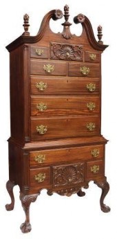 CHIPPENDALE STYLE CARVED MAHOG