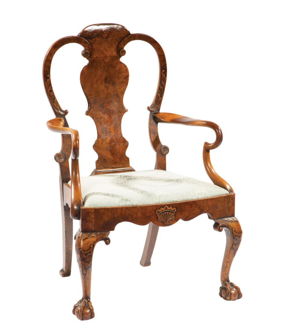 CHIPPENDALE-STYLE CARVED WALNUT
