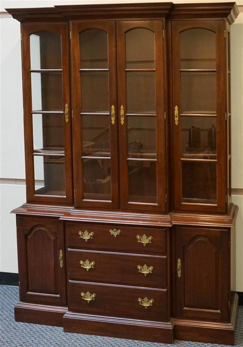 CHIPPENDALE STYLE CHERRY BREAKFRONT