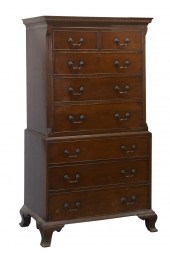 CHIPPENDALE STYLE CHEST-ON-CHE
