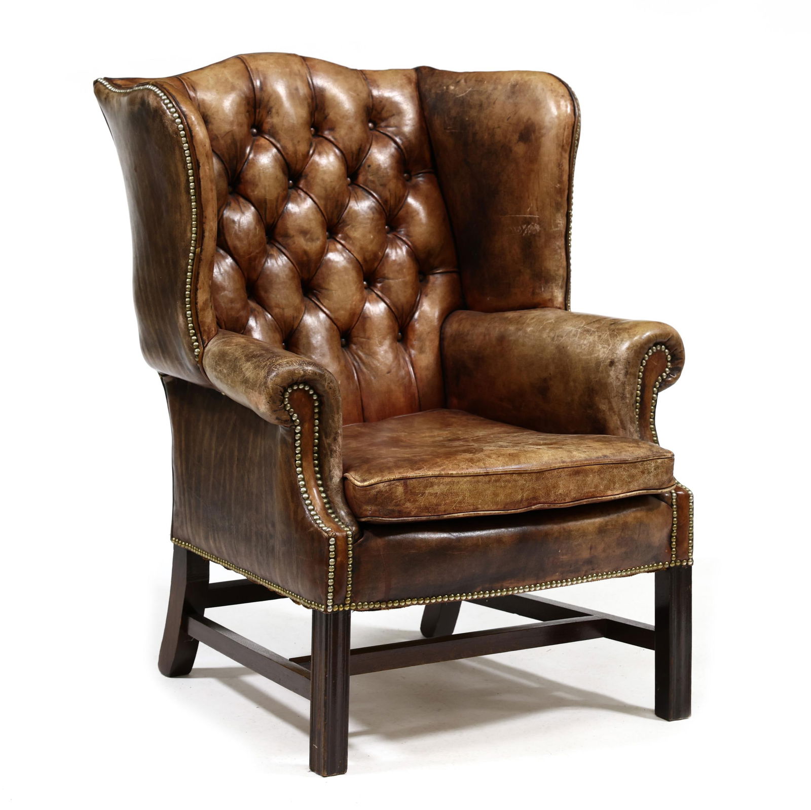 CHIPPENDALE STYLE LEATHER EASY