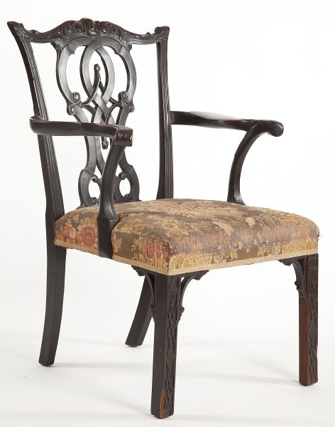 Chippendale Style Mahogany Arm