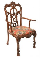 CHIPPENDALE STYLE MAHOGANY ARM