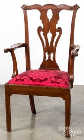 CHIPPENDALE STYLE MAHOGANY ARM