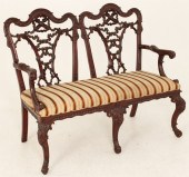 CHIPPENDALE STYLE MAHOGANY DOU