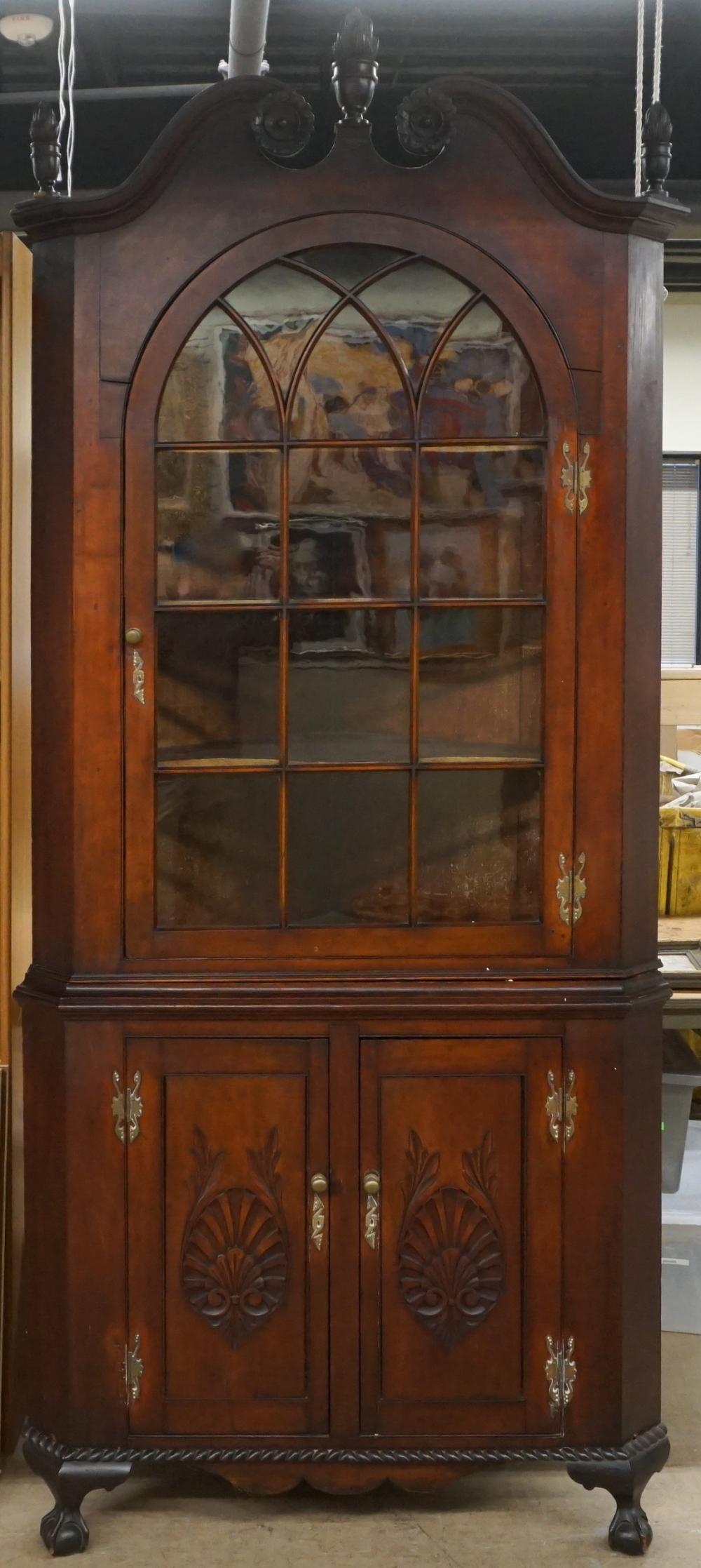 CHIPPENDALE STYLE MAHOGANY TWO-PART