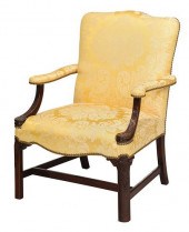 CHIPPENDALE STYLE MAHOGANY UPH
