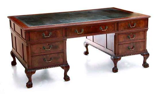 Chippendale style pedestal desk