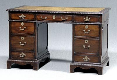 Chippendale style pedestal desk,