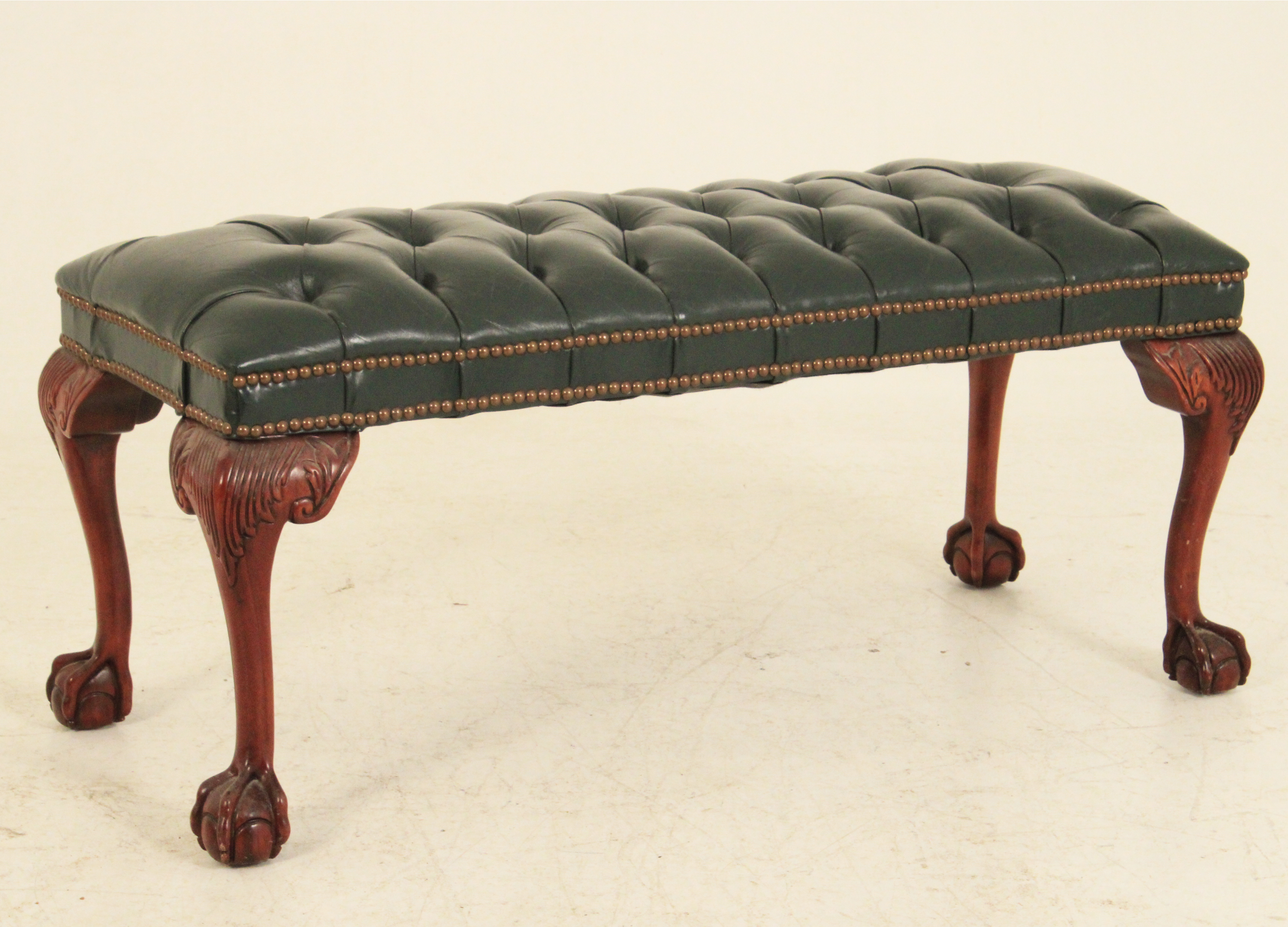 CHIPPENDALE STYLE TUFTED LEATHER