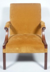CHIPPENDALE STYLE UPHOLSTERED