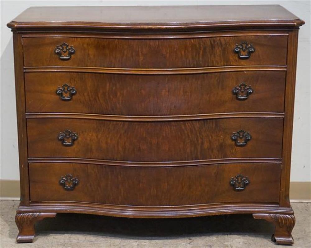 CHIPPENDALE STYLE WALNUT SERPENTINE
