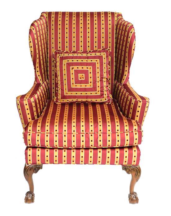 CHIPPENDALE STYLE WING BACK CHAIR