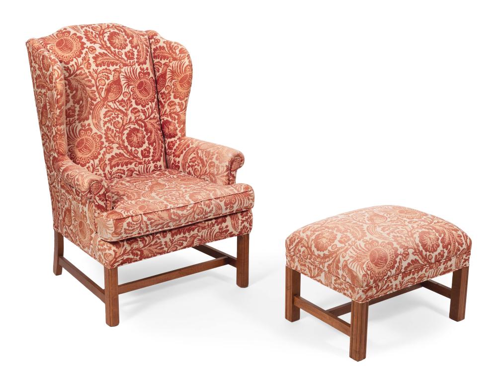 CHIPPENDALE-STYLE WING CHAIR AND