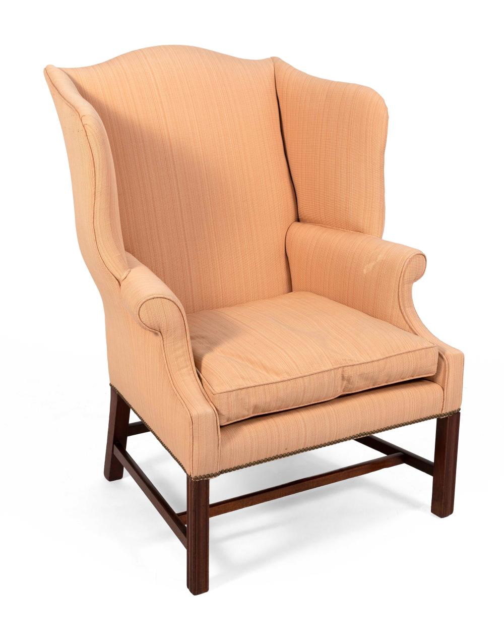 CHIPPENDALE-STYLE WING CHAIR LATE