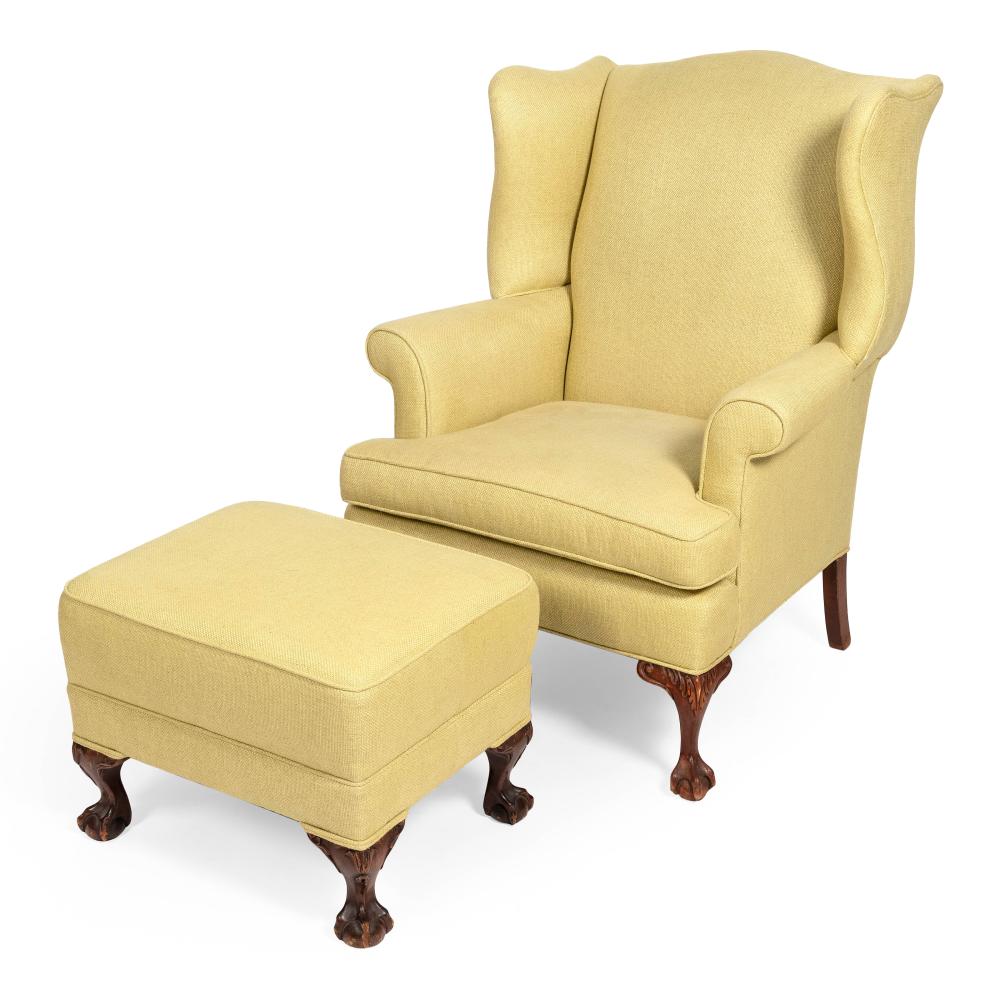 CHIPPENDALE-STYLE WING CHAIR WITH