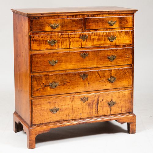 CHIPPENDALE TIGER MAPLE CHEST OF