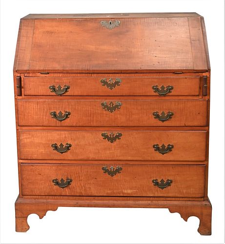CHIPPENDALE TIGER MAPLE DESK,
