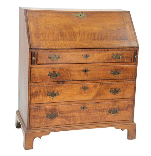 CHIPPENDALE TIGER MAPLE DESK,