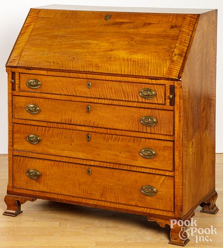 CHIPPENDALE TIGER MAPLE SLANT FRONT