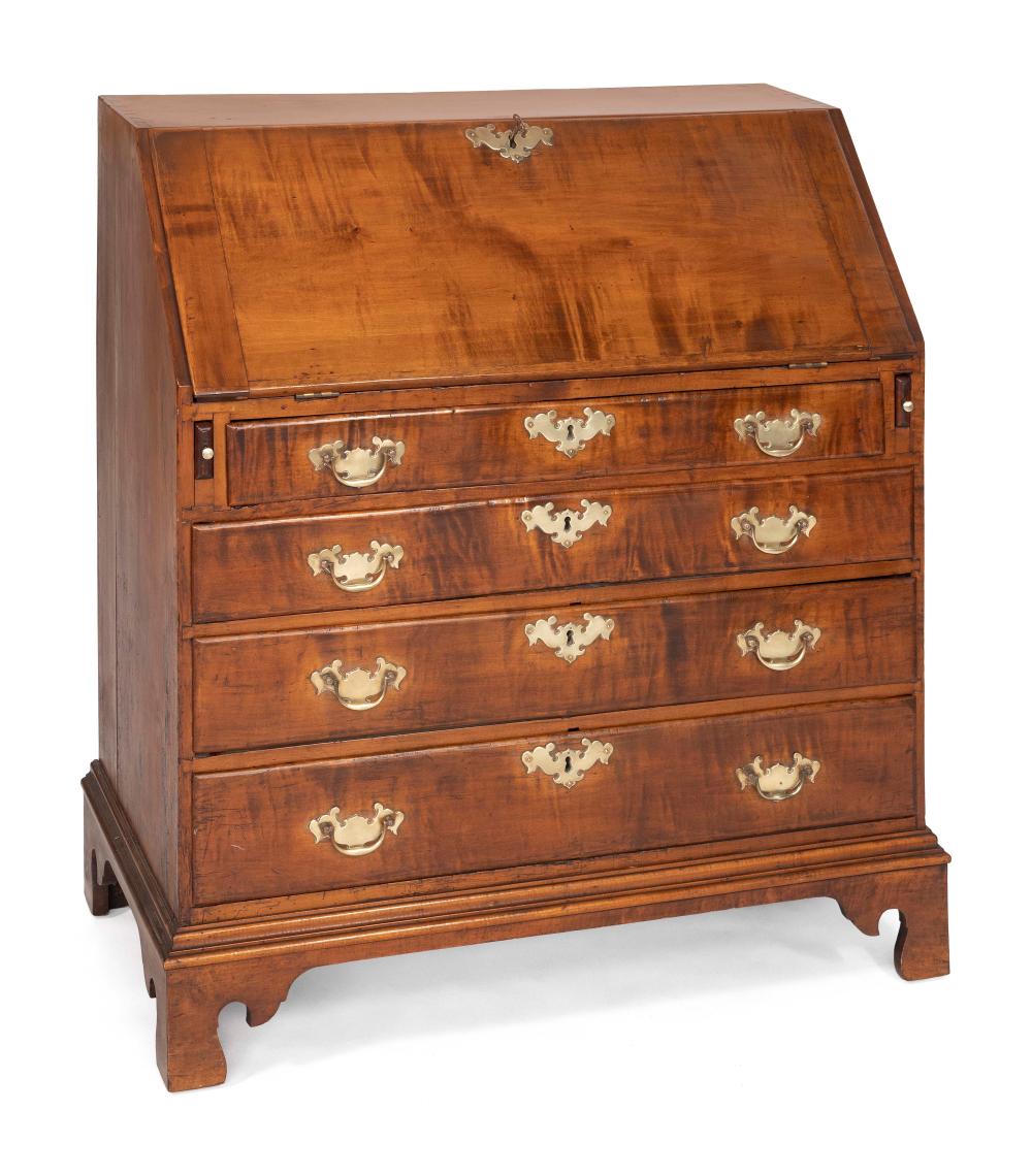CHIPPENDALE TIGER MAPLE SLANT-LID