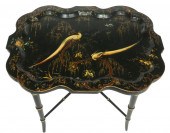 CHIPPENDALE TOLE TRAY ON STAND