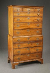 CHIPPENDALE WALNUT CHEST-ON-CH