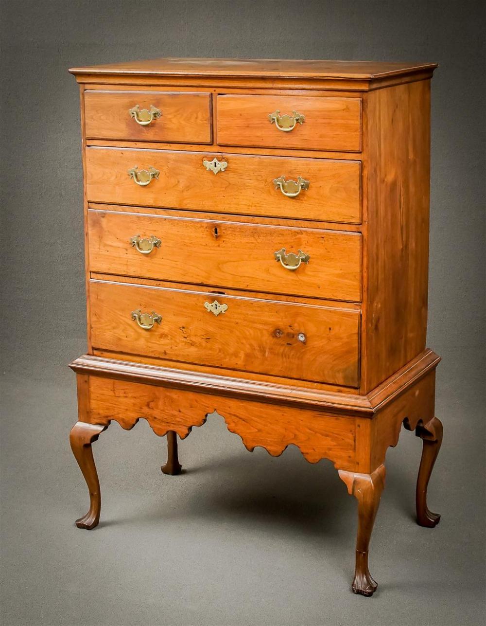 CHIPPENDALE WALNUT CHEST-ON-STAND